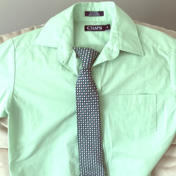 Chaps Shirts Tops Mint Green Dress Shirt Coordinating Clip On Tie Poshmark